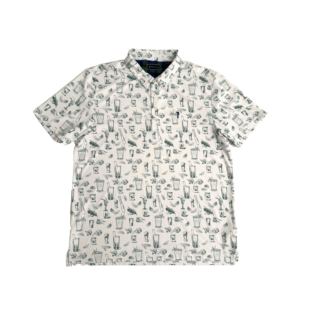 William Murray Golf Polo Shirt XL White Green Party Cocktails Shooters Ireland